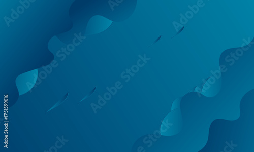 Abstract Blue Fluid Wave Background — Layered paper-cut curves in deep aqua tones create smooth depth and generous negative space, ideal for corporate and tech designs.