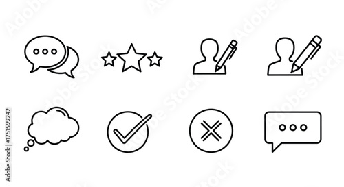 Set of outline icons for communication feedback and user actions
