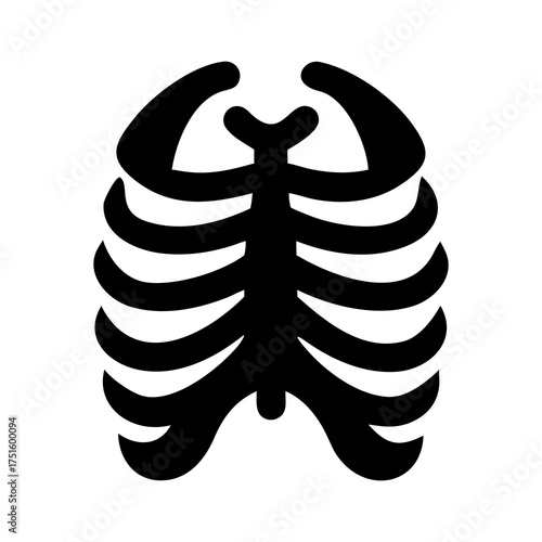 Iconic Black Rib Cage Illustration for Medical and Halloween Themes