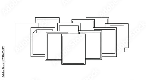 Outline of stacked blank papers and documents with a number four on one sheet