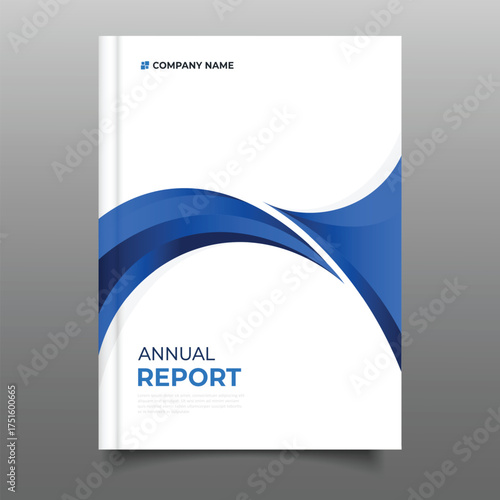 Business corporate annual report cover template flyer blue gradient curve design