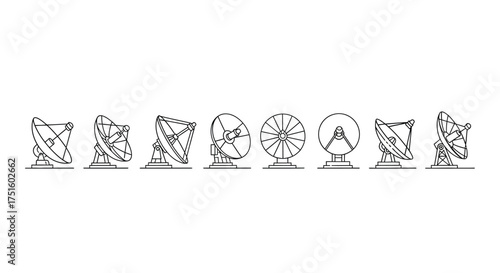 Collection of historical scientific instruments and devices in a line drawing