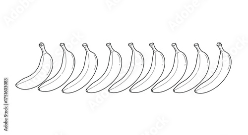 Row of hand drawn banana illustrations in a simple sketch style
