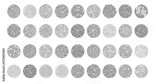 An abstract collection of circular patterns featuring intricate monochromatic textures and geometric designs.