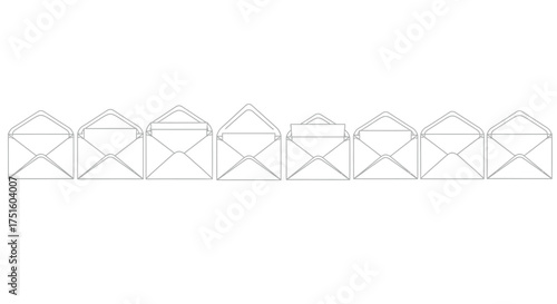 Geometric pattern of interconnected open envelopes in a row