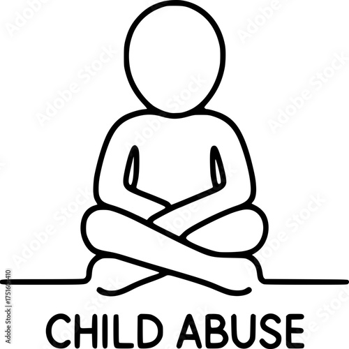 Silent Suffering: A stark illustration depicts a child, embodying vulnerability and innocence, beneath the haunting words CHILD ABUSE, emphasizing the critical importance of awareness, protection.