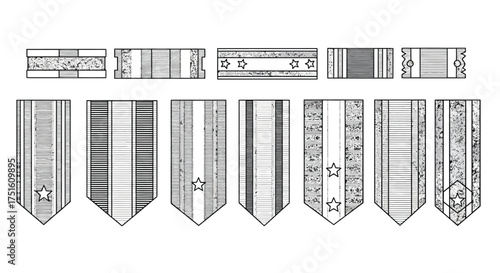 Collection of masonic regalia ribbons and sashes with symbols