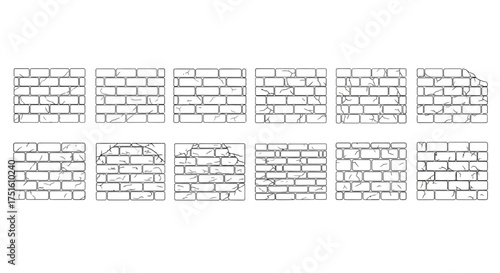 Collection of brick wall texture patterns and designs