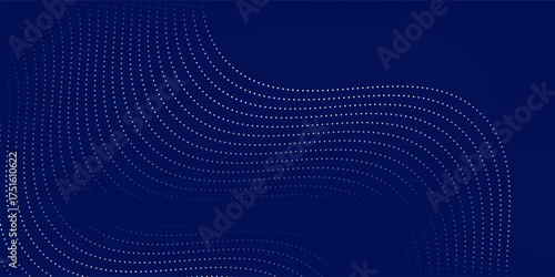 Dots line Blue background abstract with line waves and gradient variation. modern