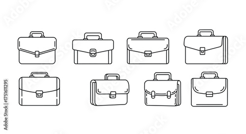 Collection of hand drawn briefcases and business bags