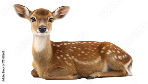 Sika Deer, It's getting sleepy. isolated on a transparent background