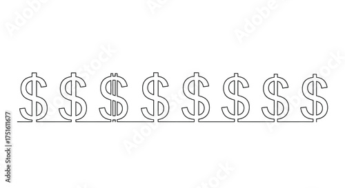 Row of stylized dollar signs in a dashed line pattern