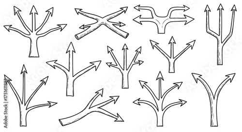 Arrow direction choice path decision, tree infographic business concept, strategy vector illustration