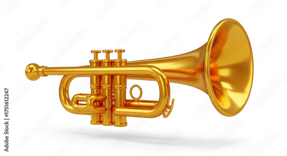 Obraz premium 3D Golden Trumpet on White Background