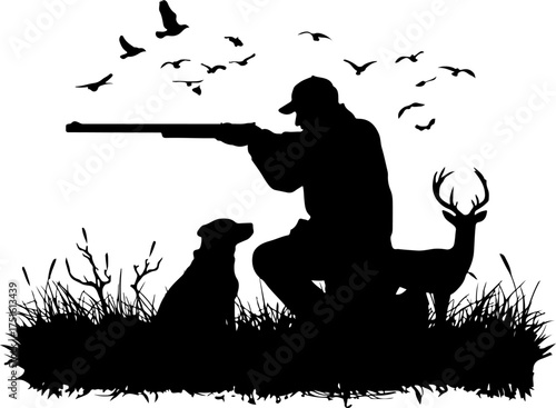 hunter with rifle silhouette