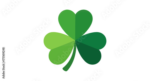 A vibrant green shamrock with three leaves, symbolizing Irish culture and St. Patrick's Day, set against a clean white background.