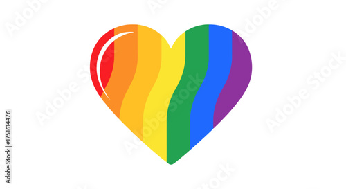 Rainbow heart with LGBTQ+ pride colors on a white background.