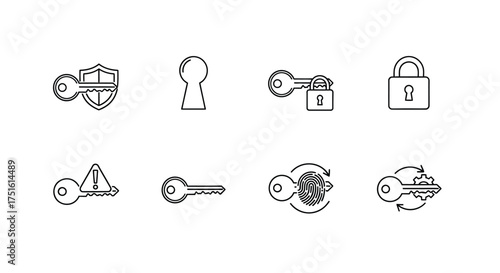 Collection of hand drawn icons representing security and access