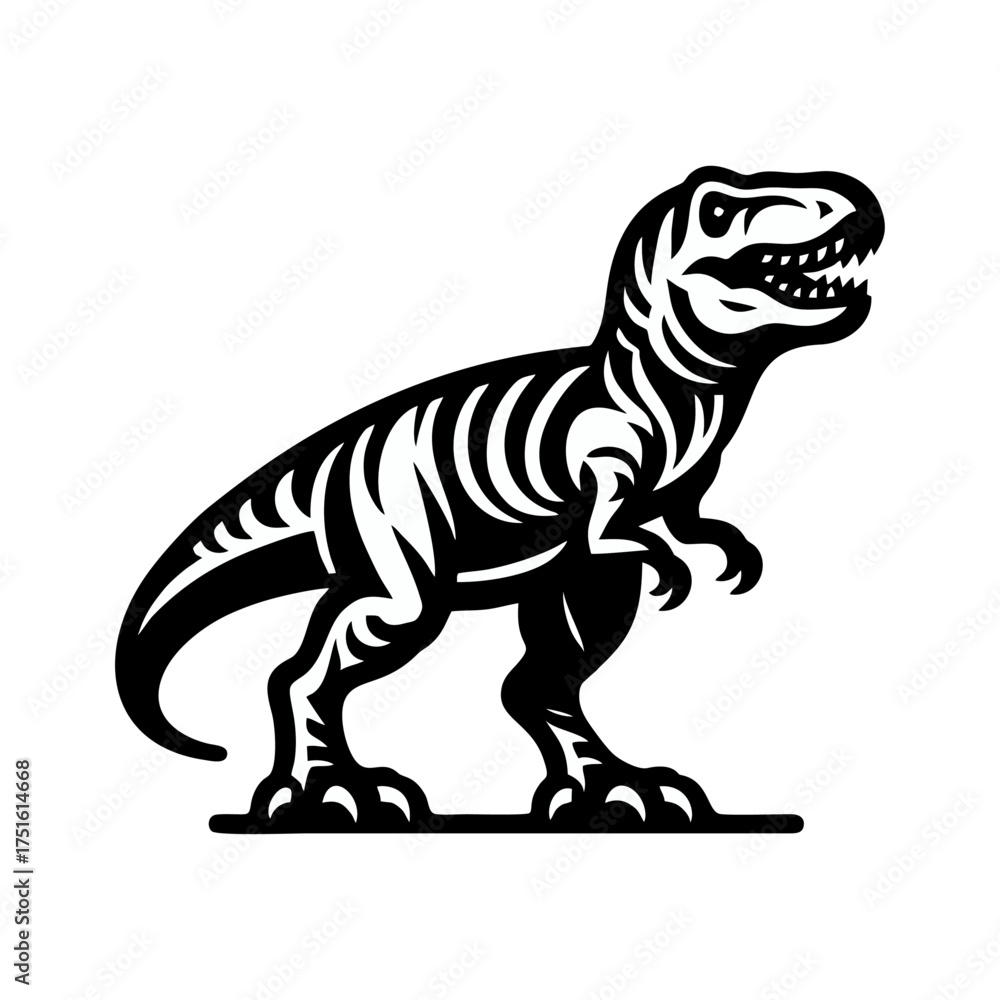Fototapeta premium Black and White Tyrannosaurus Rex Vector Illustration