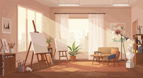 Bright and Airy Artist's Studio with Easels and Natural Light