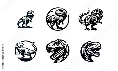 T-Rex Dinosaur Vector Graphic Icon Set