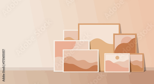 Collection of Abstract Landscape Art Prints in Earthy Tones