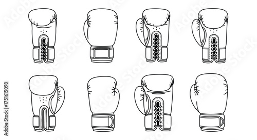 Boxing gloves set isolated on white background, sport equipment for fighting