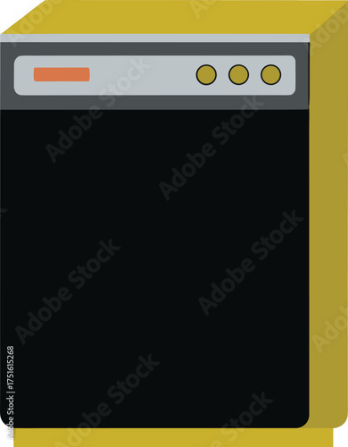 Vector Illustration of a golden dishwasher 