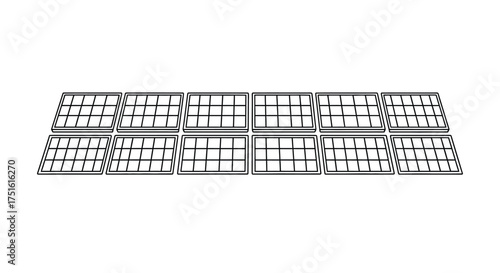 Solar panel array isolated on white background for renewable energy source