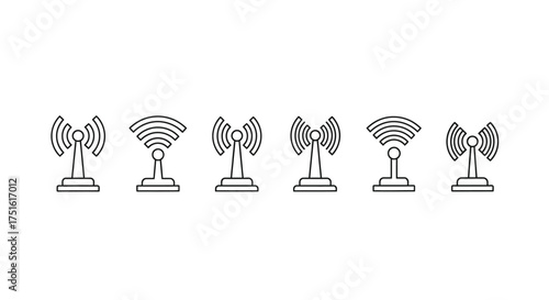 Antenna icon set isolated on white background for communication design use