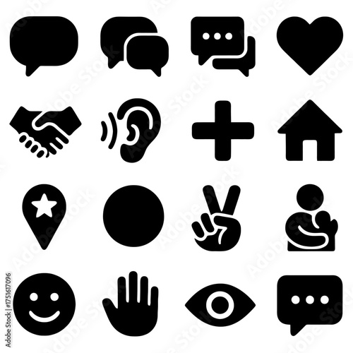 Abstract Icon Collection: A visually engaging arrangement of various abstract icons, designed in a clean and modern style. 