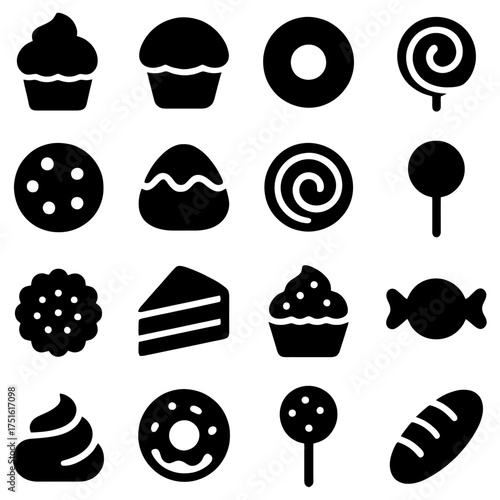 Sweet Treats Showcase: A delectable assortment of sweets and desserts artfully arranged. Showcasing a variety of delicious baked goods and candies. Perfect for culinary concepts, presentations.