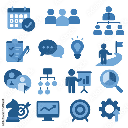 Essential Business Icons: A collection of meticulously designed icons representing crucial aspects of the corporate world, perfect for visual storytelling and effective communication.