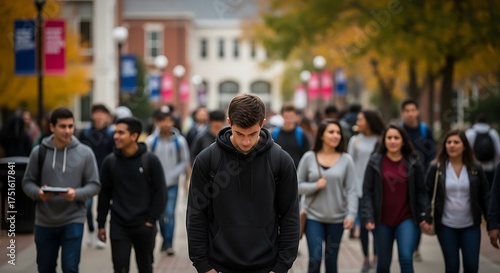 Wallpaper Mural Students Focus Amidst Campus Crowd - A Moment of Concentration. Torontodigital.ca