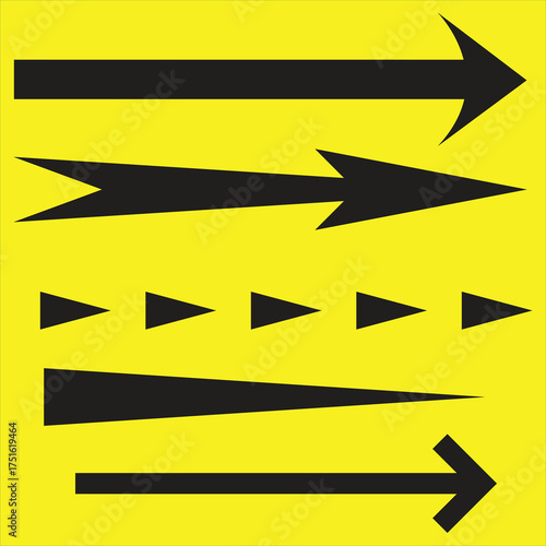 Yellow traffic sign arrow icon vector showing a right turn direction