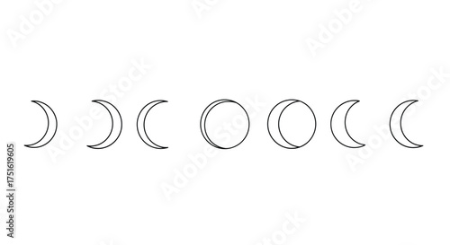 Collection of moon phase isolated on white background for lunar cycle