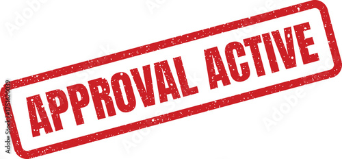 Active approval stamp vector, slanted rectangle with grunge texture for design use