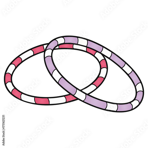 Pair of Hula Hoops Violet Vector Illustration Cardio Fitness Doodle
