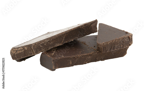 Chocolate pieces isolated on a white background