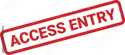 Angled grunge access entry stamp with speckled texture effect, security verification