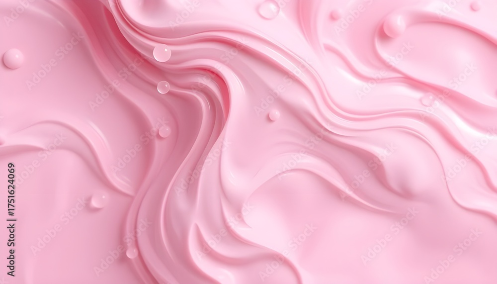 Fototapeta premium Pastel pink paint swirl mid-air, soft edges and translucent droplets 