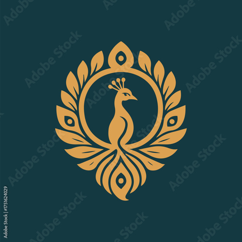 Peacock logo design, vector illustration of peacock bird