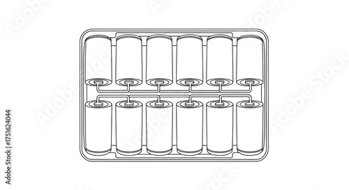 Outline drawing of plastic model kit isolated on white background for design