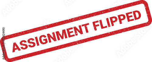 Angled grungy assignment flipped stamp vector, exam result feedback element