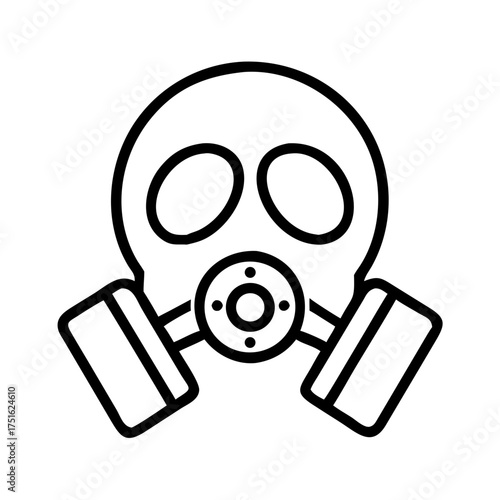 Gas mask icon in outline style in black representing respiratory protection equipment