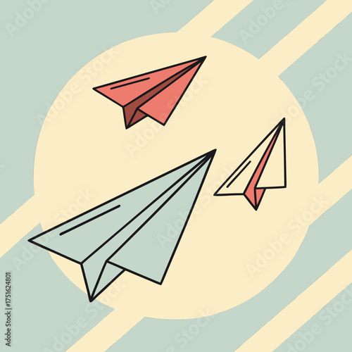Paper Airplanes Floating Against a Decorative Background