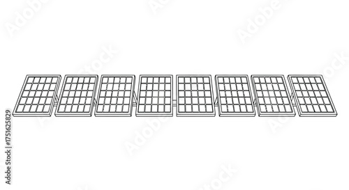 Set of solar panels isolated on white background