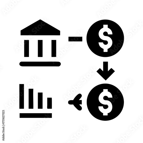 Bank transfer icon depicting financial transaction