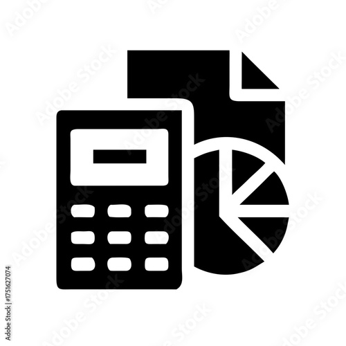 Calculator and pie chart represent financial analysis and business planning