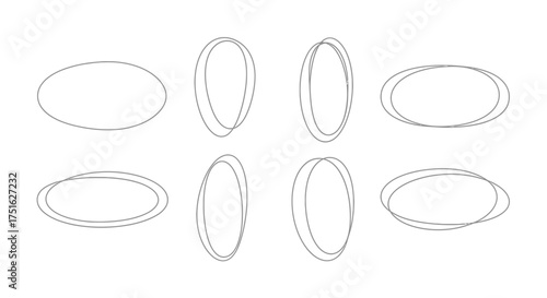 Hand drawn oval shapes and circles in sketchy style